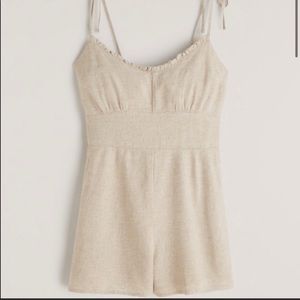 Abercrombie and Fitch Tie Strap Linen Romper